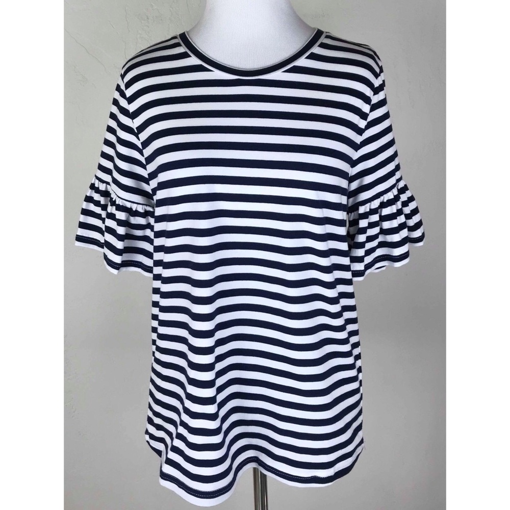 After Market Stripe Flare Sleeve Top Preppy